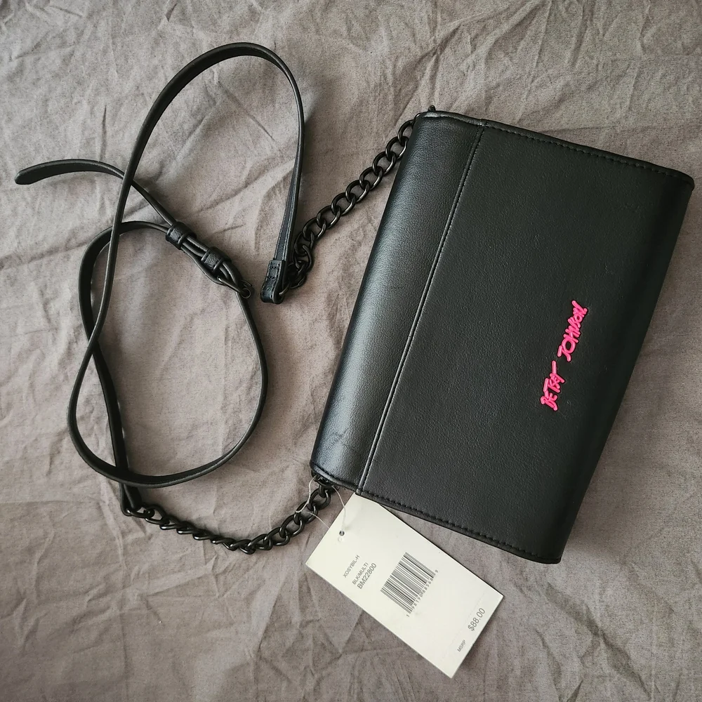Betsey Johnson Black Heart-Embellished Crossbody Bag - Picture 2 of 5